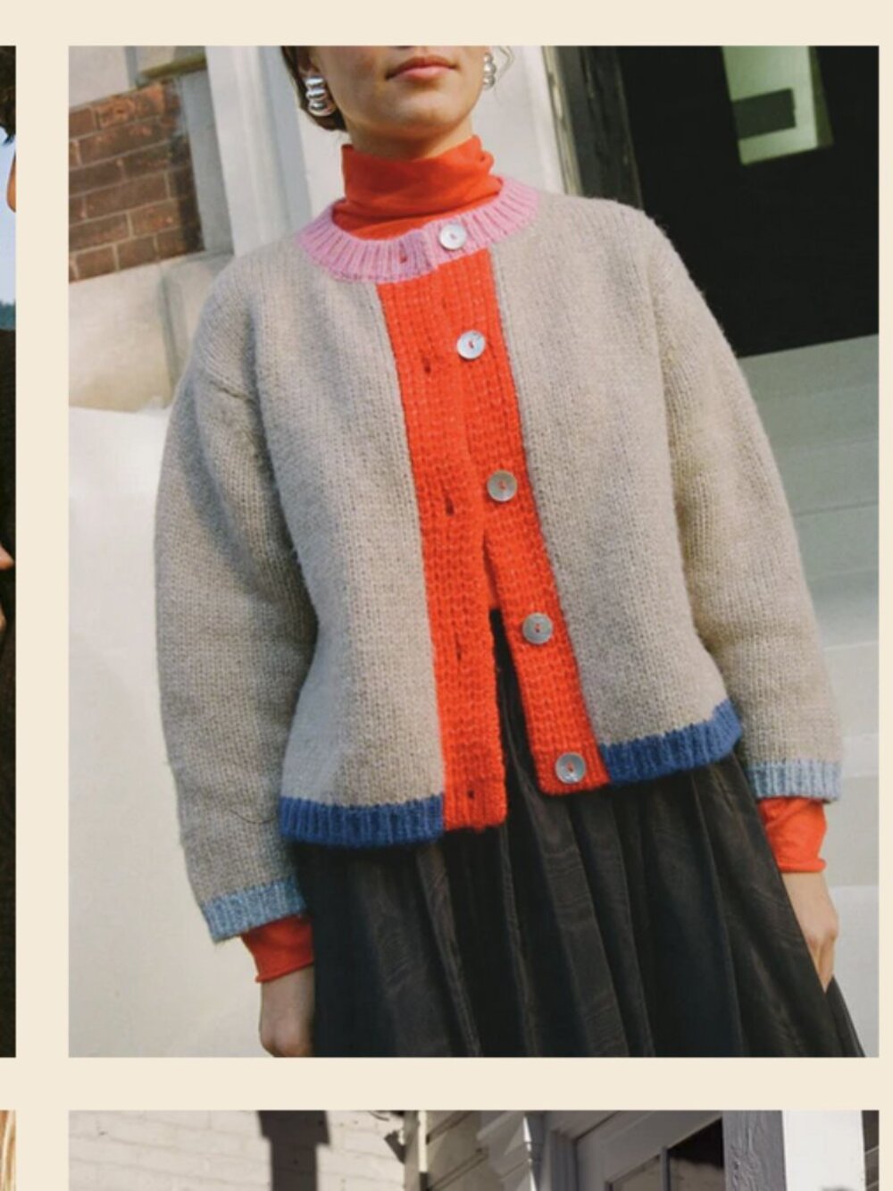 Sheba Cardigan Sweater- Oatmeal Colorblock Nikki Chasin Size Small